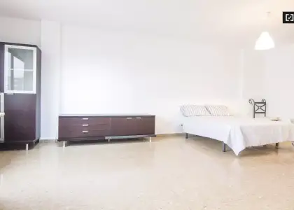 Habitación acogedora con estantería en un apartamento de 4 dormitorios, Extramurs en Valencia
