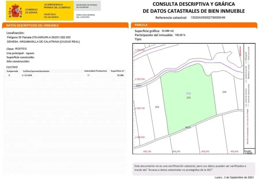 VENTA DE TERRENO RÚSTICO AGRÍCOLA en ARGAMASILLA DE CVTA en Argamasilla de Calatrava